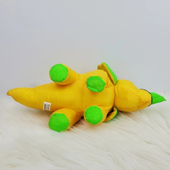 Vtg 1993 Creation Toys Dino Dudes Yellow Triceratops Dinosaur Nylon Plush 13" - Picture 6 of 7